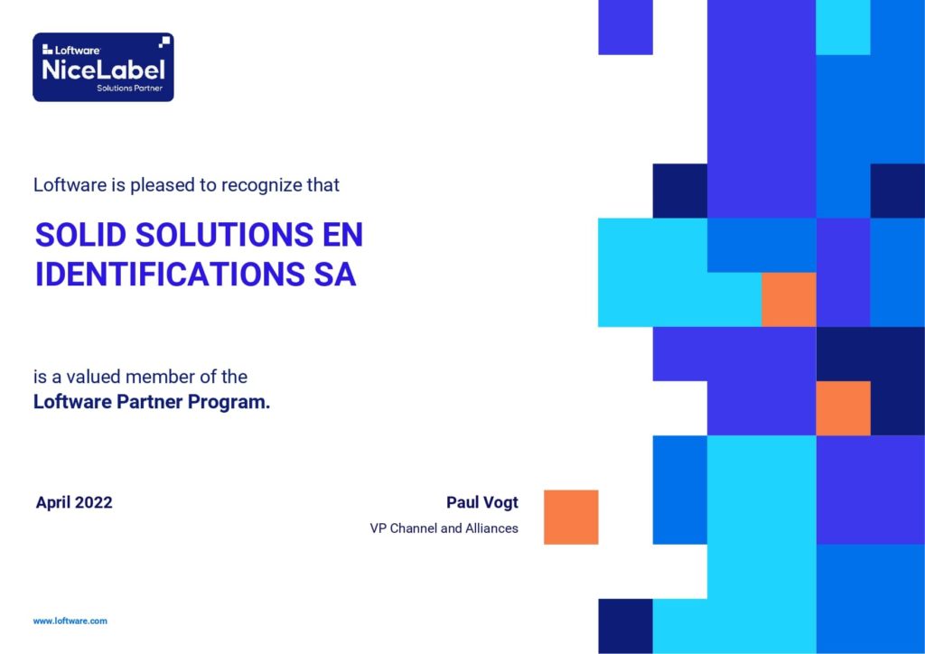 Certificat Solid Solutions Partner